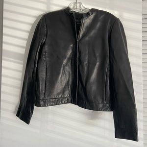 Black Leather Cropped Jacket